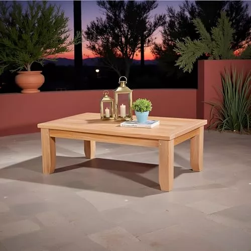Oakestry Luxe Rectangular Coffee Table Solid Teak Wood Modern Living Room Table Handcrafted Center Table Minimalist Design Durable Wooden Furniture for Home Office Lounge and Contemporary Decor
