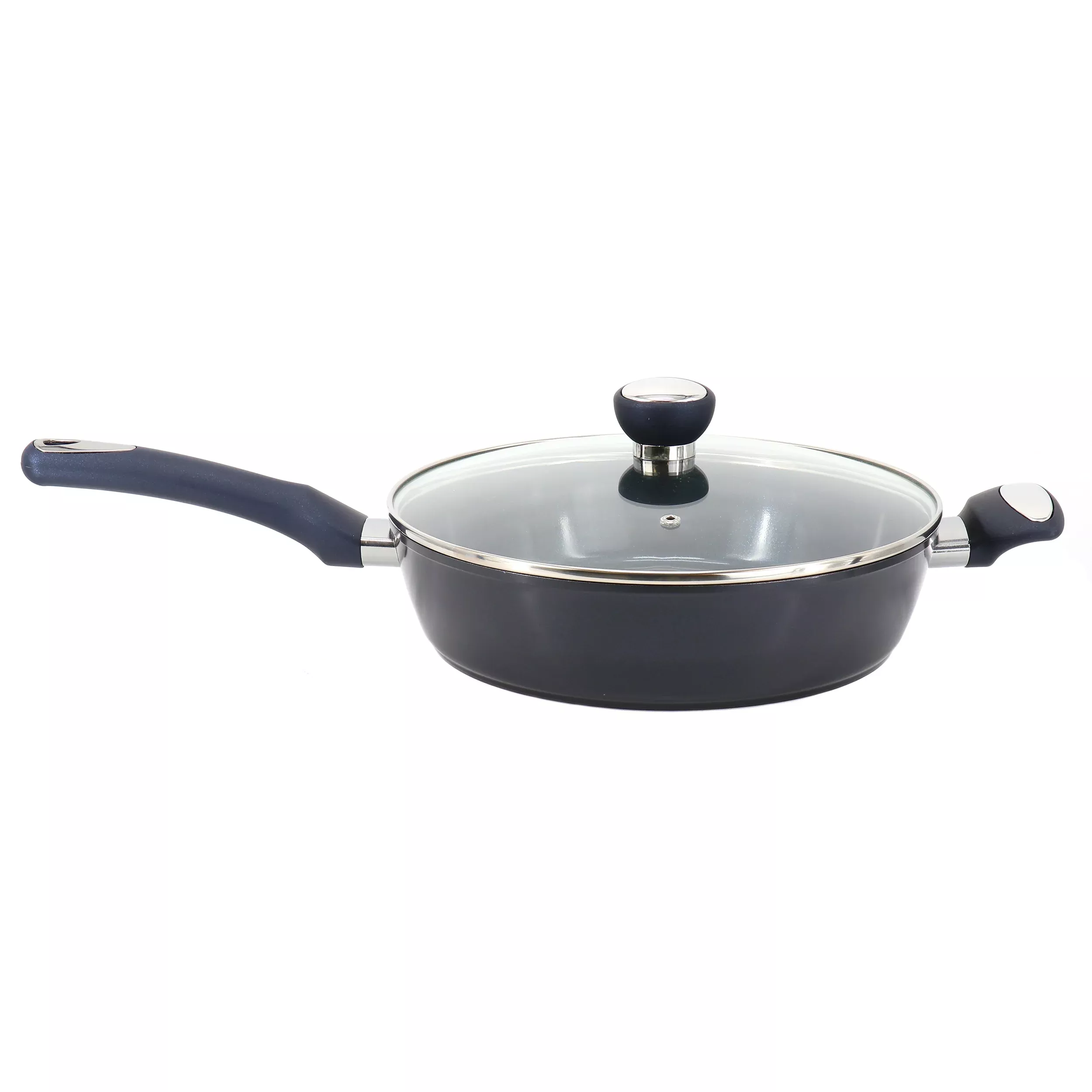 OsterHawke 3.9 Quart Ceramic Nonstick Aluminum Saute Pan with Lid in Dark Blue