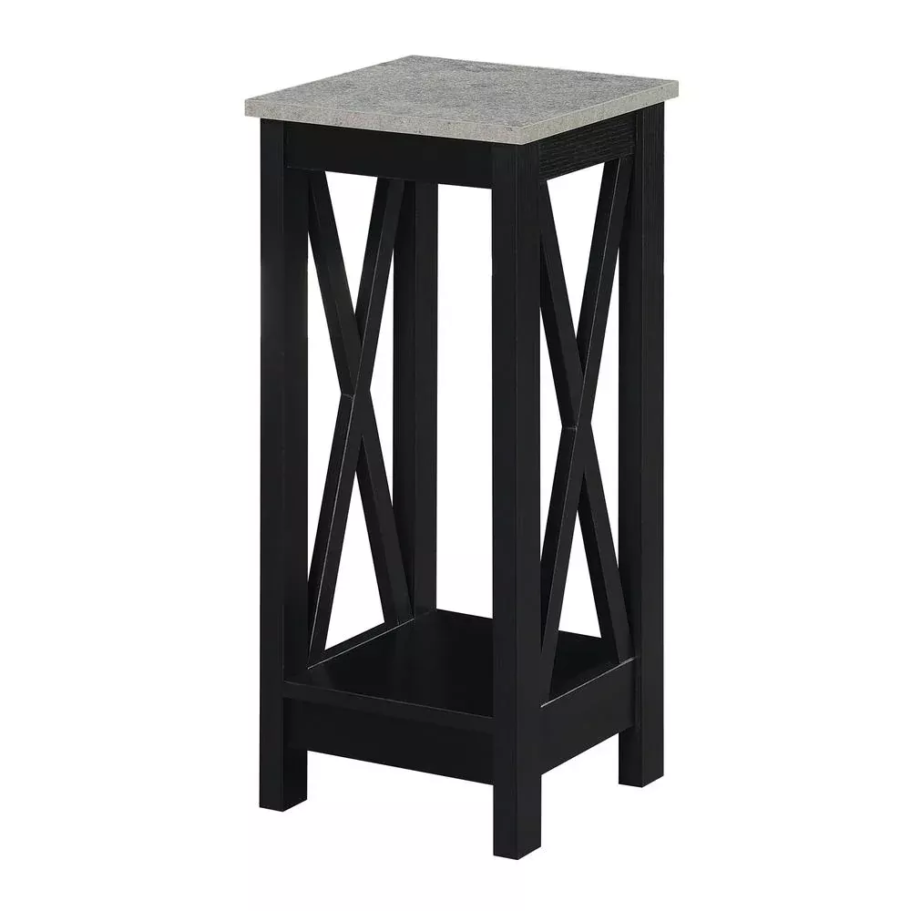 Oxford 2 Tier Plant Stand Cement/Black - Convenience Concepts