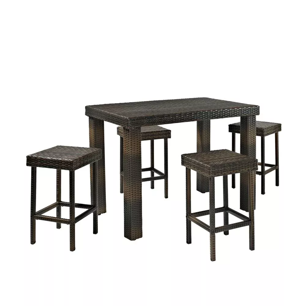 Palm Harbor 5Pc Counter Height Wicker Outdoor Dining Set - Table & 4 Stools - Crosley Furniture
