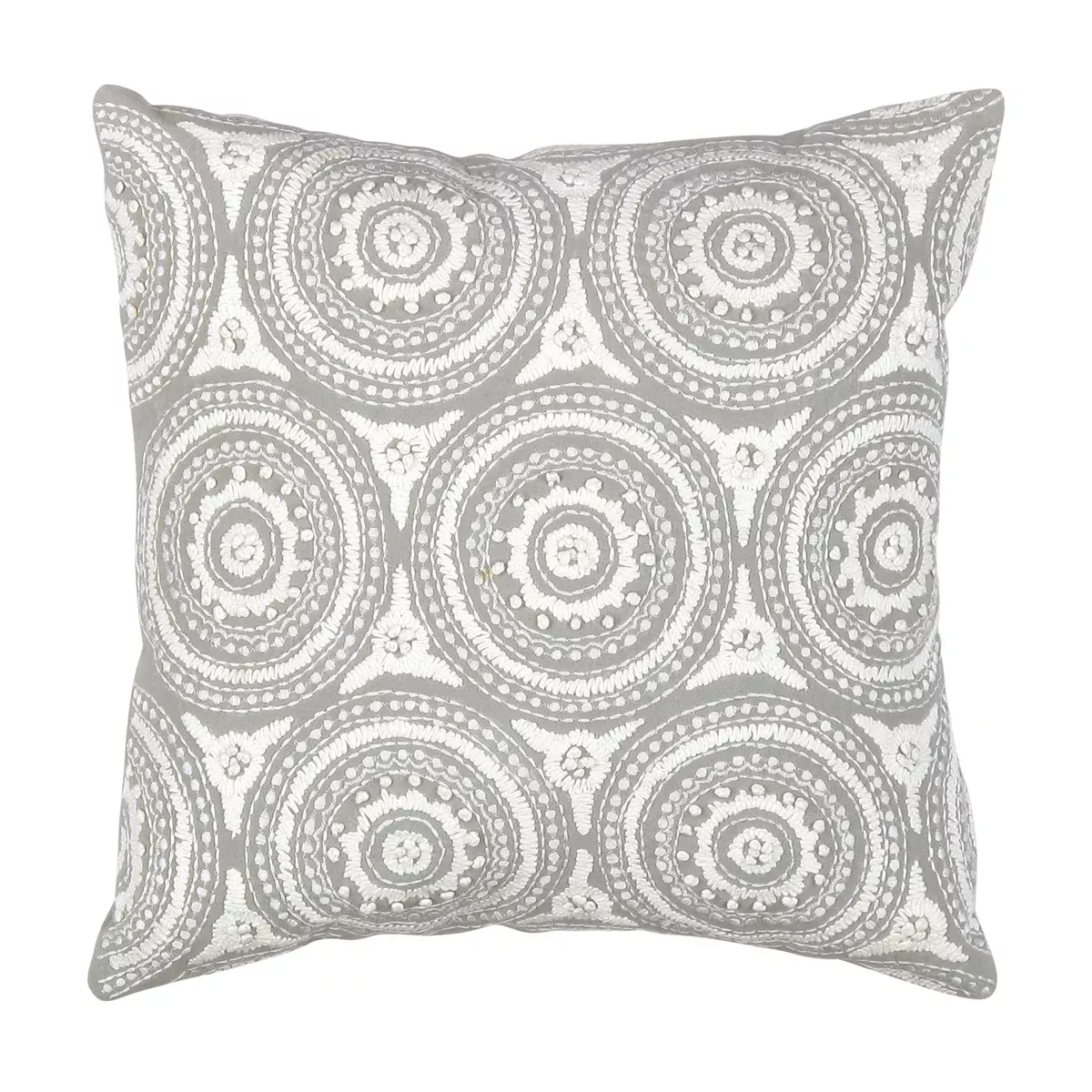 Pasargad Home Naples Embroidered Pillow, 20" x 20", Grey