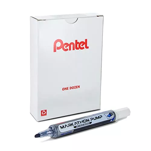 Pentel Markathon Pump Dry Erase Marker, Chisel Tip, Blue Ink, 12 Pack (MWL6SX-C)