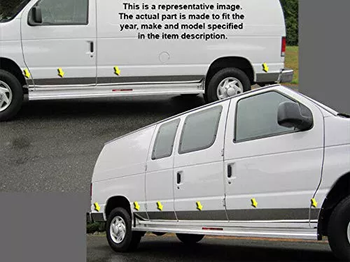 QAA is Compatible with 1993-2002 Ford Econoline 10 Piece Stainless Rocker Panel Trim, Lower Kit, 6" Width TH35318