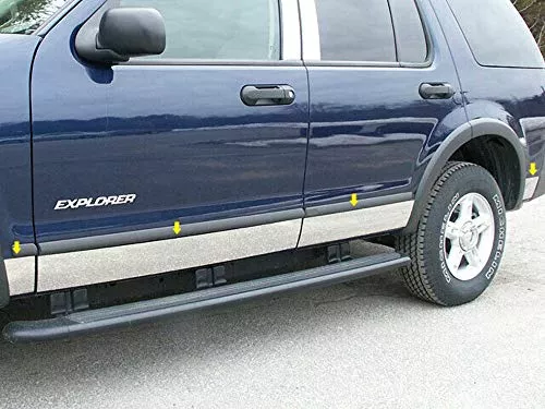 QAA Is Compatible With 2006-2010 Ford Explorer 8 Piece Stainless Rocker Panel Trim, Full Kit, 5" Width TH46331