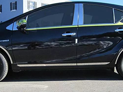 QAA is Compatible with 2012-2019 Toyota Prius C 4 Piece Stainless Rocker Panel Trim, Lower Kit, 1.5" Width TH12705