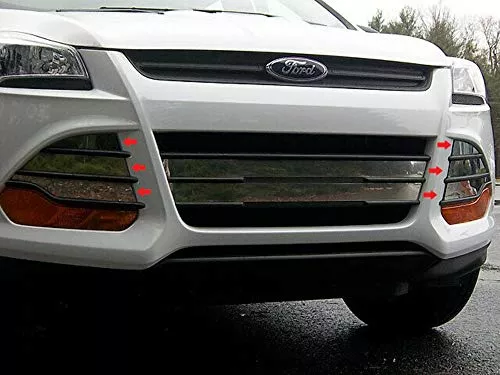 QAA is Compatible with 2013-2016 Ford Escape 6 Piece Stainless Front Grille Accent Trim, Overlay Package, Vent Cover Pieces with Adhesive Promoter SG53362