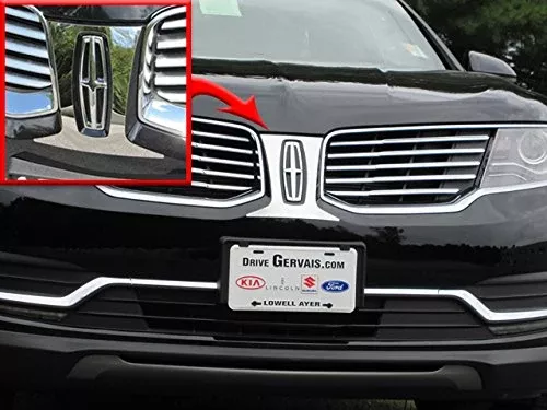 QAA is Compatible with 2016-2018 Lincoln MKX 1 Piece Stainless Front Grille Accent Trim, Logo Surround SG56660