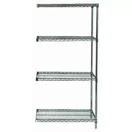 Quantum AD74-2136P Wire Shelving Storage Add-On Unit Kit with (4) Shelves (2) Posts and (8) S-Hooks for Warehouse | 600-800 lbs Capacity | 36"W x 21"D x 74"H, Green Epoxy Coated, Carbon Steel, NSF