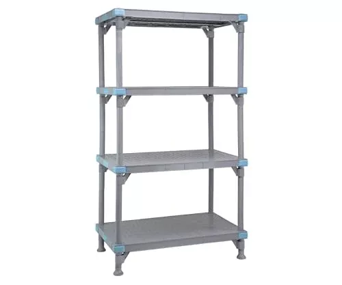 Quantum QP245474SS-4 4-Shelf Solid Millenia Plastic Shelving Unit with (4) Post and Removable Mat for Healthcare Supermarket | 2000 lbs load Capacity | 54"W x 24"D x 74"H, Gray, Polypropylene/ABS, NSF