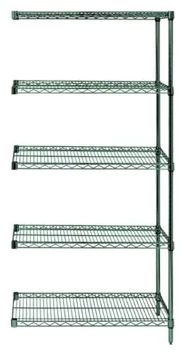 Quantum Storage Systems AD54-1260P-5 Wire Shelves Add-On Kit for WR54-1260P-5 Green Epoxy 5 Shelves 54" H x 60" W x 12" D