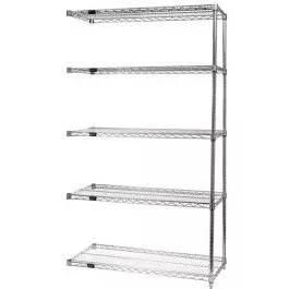 Quantum Storage Systems AD63-2424S-5 Wire Shelves Add-On Kit for WR63-2424S-5 Stainless Steel 5 Shelves 63" H x 24" W x 24" D