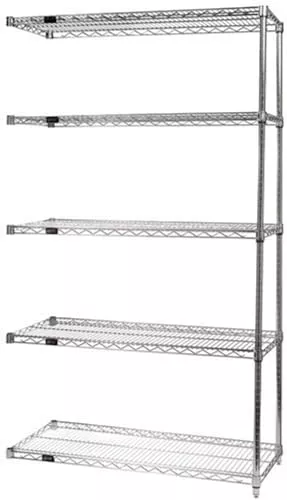 Quantum Storage Systems AD63-2472S-5 Wire Shelves Add-On Kit for WR63-2472S-5 Stainless Steel 5 Shelves 63" H x 72" W x 24" D