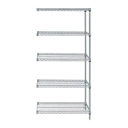 Quantum Storage Systems AD74-2172GY-5 Wire Shelving 5 Shelf Add-On Units, 21" x 72" x 74", Gray Epoxy