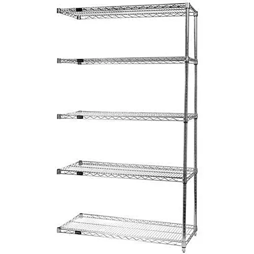 Quantum Storage Systems AD74-3042C-5 Wire Shelves Add-On Kit for WR74-3042C-5 Chrome 5 Shelves 74" H x 42" W x 30" D