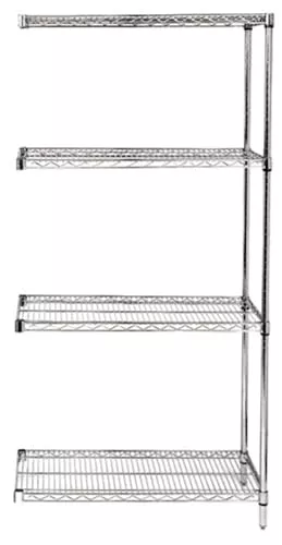 Quantum Storage Systems AD86-3636S Wire Shelves Add-On Kit for WR86-3636S Stainless Steel 4 Shelves 86" H x 36" W x 36" D
