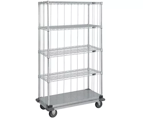 Quantum Storage Systems M1836CG46RE-5 Solid Wire Side Rods Cart Shelves Chrome 5 Shelves 69" H x 36" W x 18" D