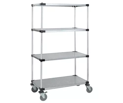 Quantum Storage Systems M1836SG47 4-Tier Wire Shelving Mobile Cart with Stem Caster, 4 Shelves, Chrome Finish, 80" Height x 36" Width x 18" Depth