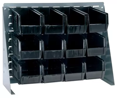 Quantum Storage Systems QBR-2721-230-12BK Ultra Bin Complete Bench Rack Package with 12 Ultra Bins, 27" x 8" x 21" , Black