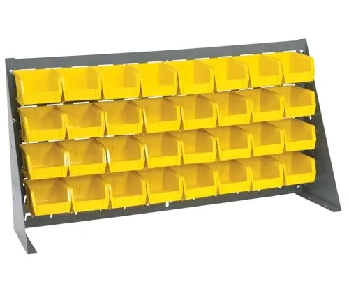Quantum Storage Systems QBR-3619-210-32YL Ultra Bin Complete Bench Rack Package with 32 Ultra Bins, 36" x 8" x 19" , Yellow