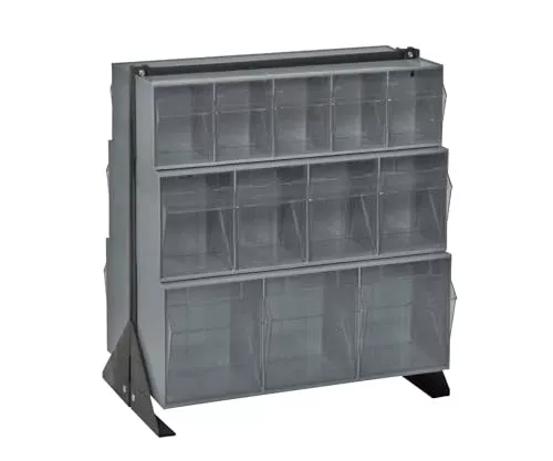 Quantum Storage Systems QFS224-24GY 24 Drawers Tip Out Bin Stand Double Side Gray 28" H x 24" W x 21" D