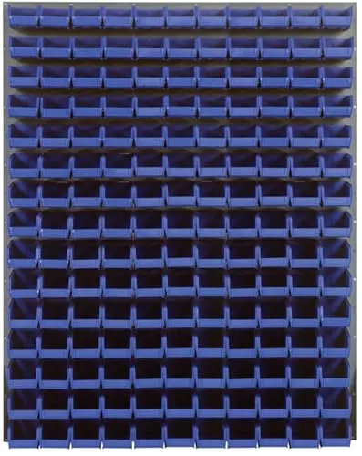 Quantum Storage Systems QLP-4861-220-165BL Gray Louvered Panels Complete Package with Bins, 48” L X 61” H, Blue