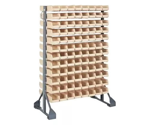 Quantum Storage Systems QRU-12D-220-192IV Double Sided Rail Systems Complete Package with Bins, 36”L x 20”W x 53”H Ivory