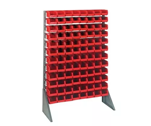 Quantum Storage Systems QRU-12S-220-96RD Single Sided Rail Systems Complete Package with Bins, 36" L x 15" W x 53" H, Red