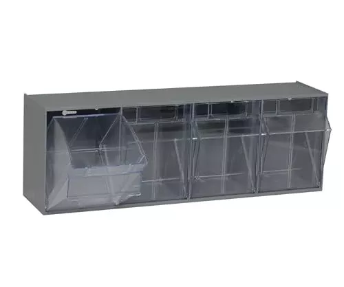 Quantum Storage Systems QTB304GY 4 Drawers Tip Out Cabinet Part Organizer Gray 9" H x 24" W x 7" D
