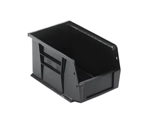 Quantum Storage Systems QUS221BR Ultra Stack & Hang Recycled Plastic Heavy Duty Part Organizer Black Bins 10" L x 6" W x 5" H 12 Pack