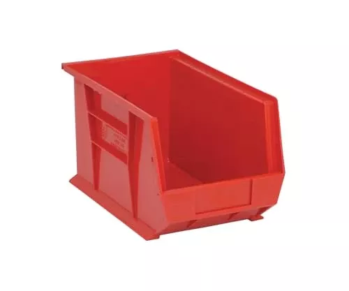 Quantum Storage Systems QUS242RD Ultra Stack & Hang Heavy Duty Part Organizer Red Bins 14" L x 9" W x 8" H 12 Pack