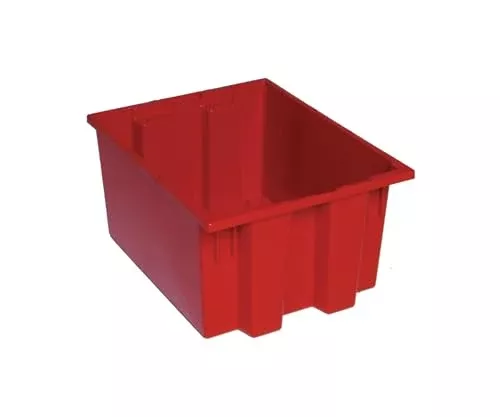 Quantum Storage Systems Stack and Nest Tote Heavy Duty Polypropylene Container, 19 1/2" W x 15 1/2" D x 10" H, 1.20 Cap (cu ft.) - Red, 6 Pack