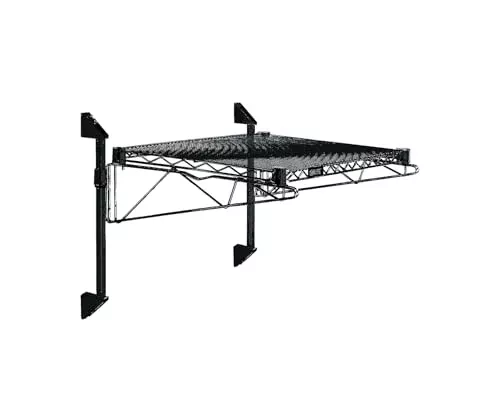 Quantum Storage Systems WC14-CB1260BK Cantilever Single Shelf Post Wall Mount, Carbon Steel, Epoxy Coated, Black, NSF