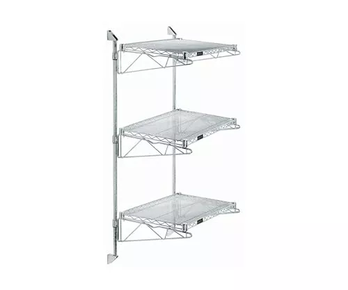 Quantum Storage Systems WC54-CB1242C Cantilever Double Shelf Post Wall Mount, Carbon Steel, Chrome, NSF