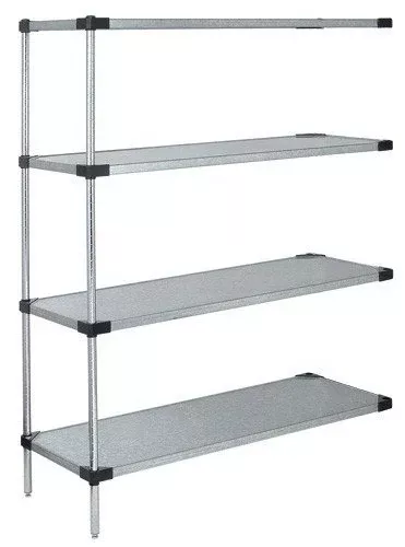 QUANTUM STORAGE SYSTEMS WRSAD4-86-2436SS Solid Shelves Add-On Kit for WRS4-86-2436SS Stainless Steel 4 Shelves 86" H x 36" W x 24" D