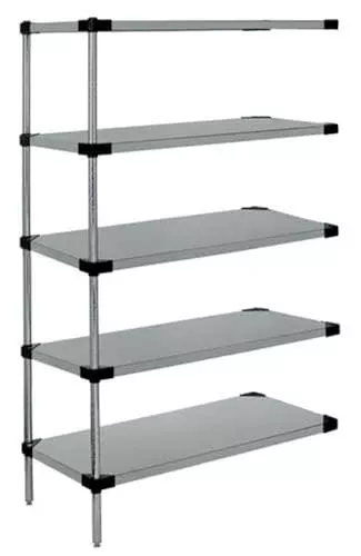 Quantum Storage Systems WRSAD5-63-1824SS Solid Shelves Add-On Kit for WRS5-63-1824SS Stainless Steel 5 Shelves 63" H x 24" W x 18" D