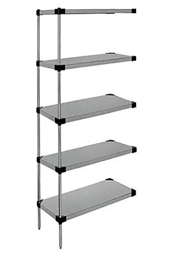 Quantum Storage Systems WRSAD5-63-2454SS Solid Shelves Add-On Kit for WRS5-63-2454SS Stainless Steel 5 Shelves 63" H x 54" W x 24" D