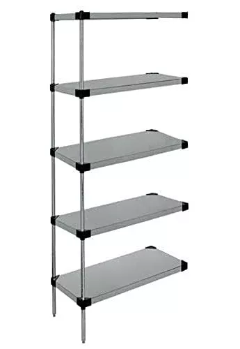 Quantum Storage Systems WRSAD5-86-1436SS Solid Shelves Add-On Kit for WRS5-86-1436SS Stainless Steel 5 Shelves 86" H x 36" W x 14" D