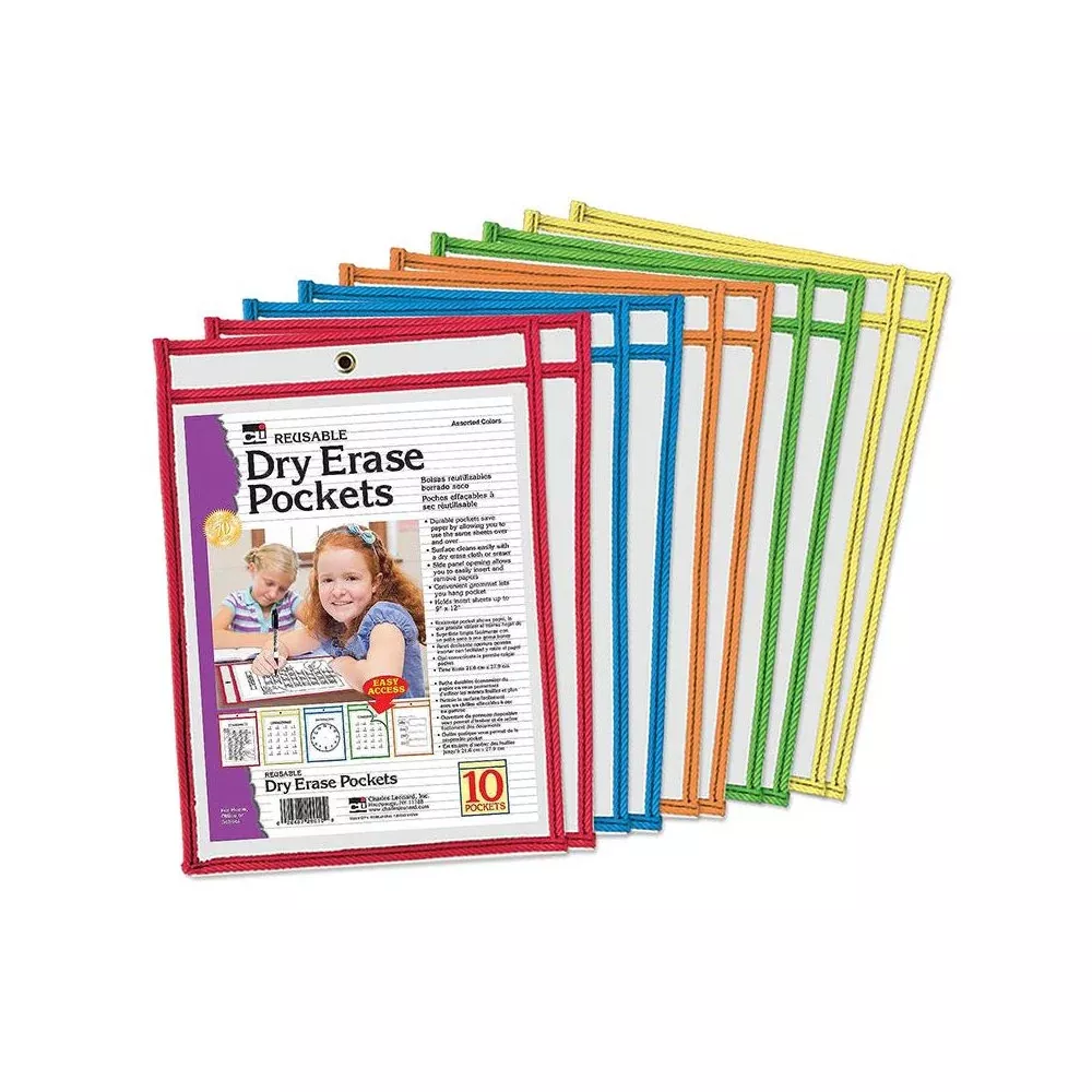 REUSABLE DRY ERASE POCKETS 10 SET - Charles Leonard
