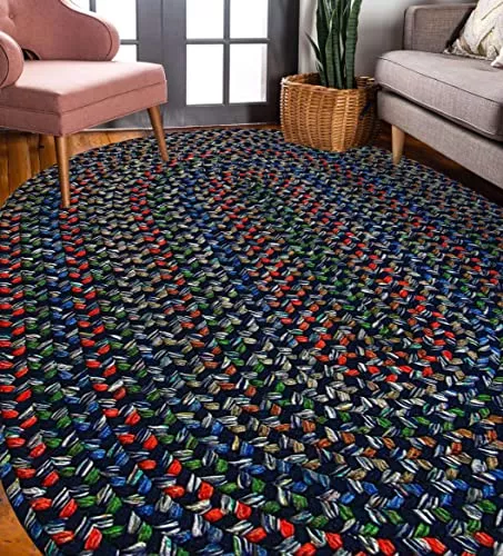 Rhody Rug Katie KA13 Navy 2' x 4' Oval Runner - Braided Area Rug, Home Decor, Floor Mat or Bedroom Rug - Easy Care, Ideal for High Traffic Areas in Hallway and Living Room - Made in USA