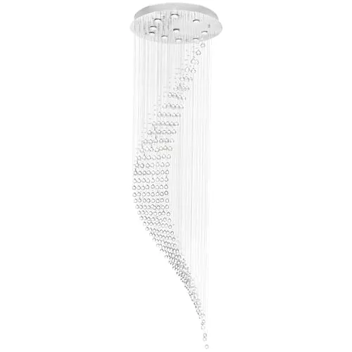 Ribbon 10-Light Flush Mount Ceiling Light, Chrome Finish with Curved Crystal Accents – Glam Modern Flush Chandelier