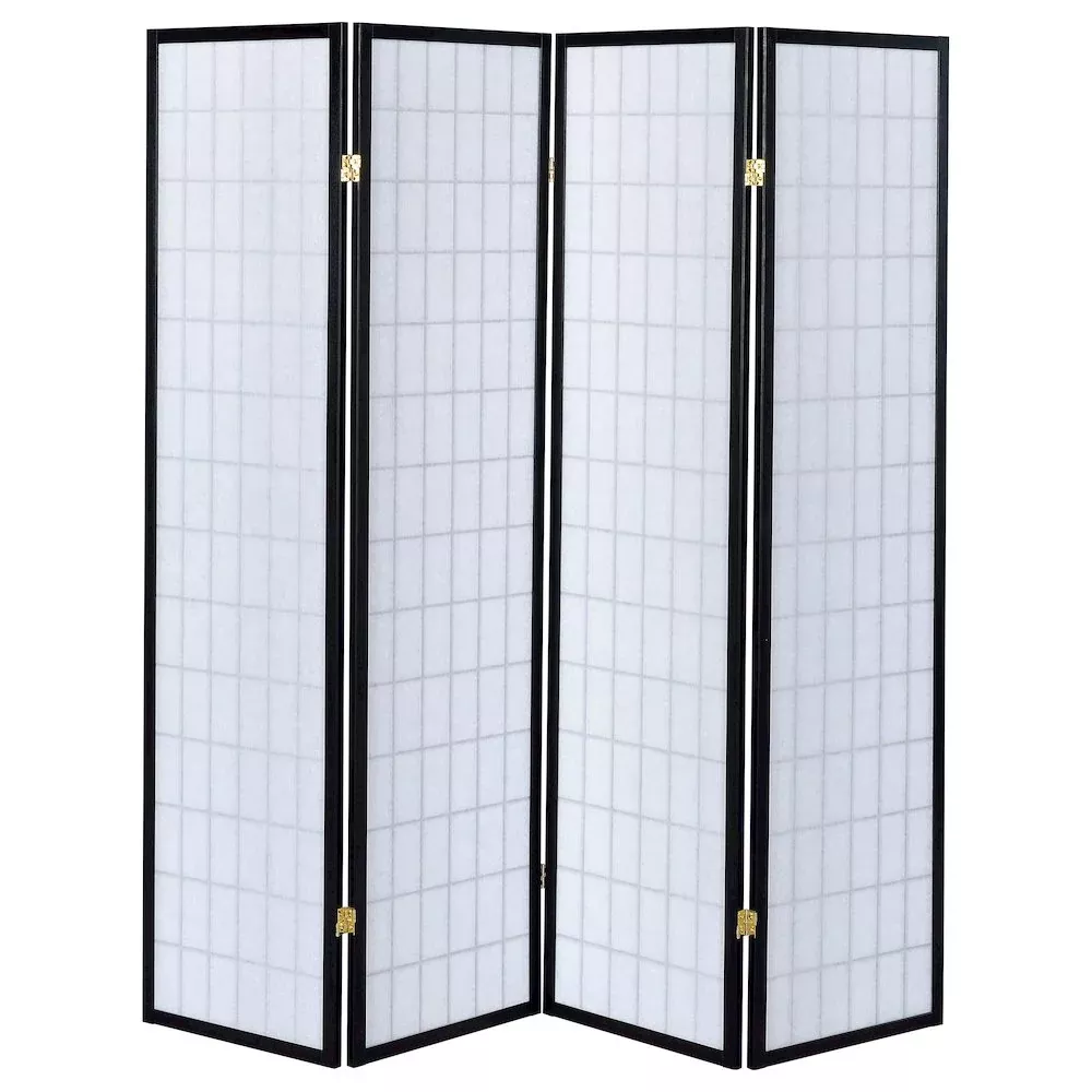 Roberto 4-Panel Room Divider Folding Shoji Screen Black - Coaster Co. of America