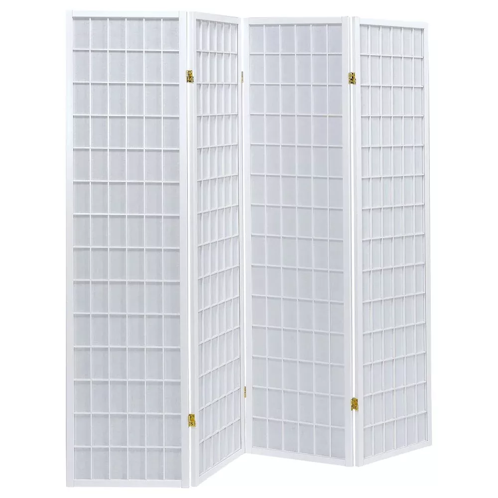 Roberto 4-Panel Room Divider Folding Shoji Screen White - Coaster Co. of America