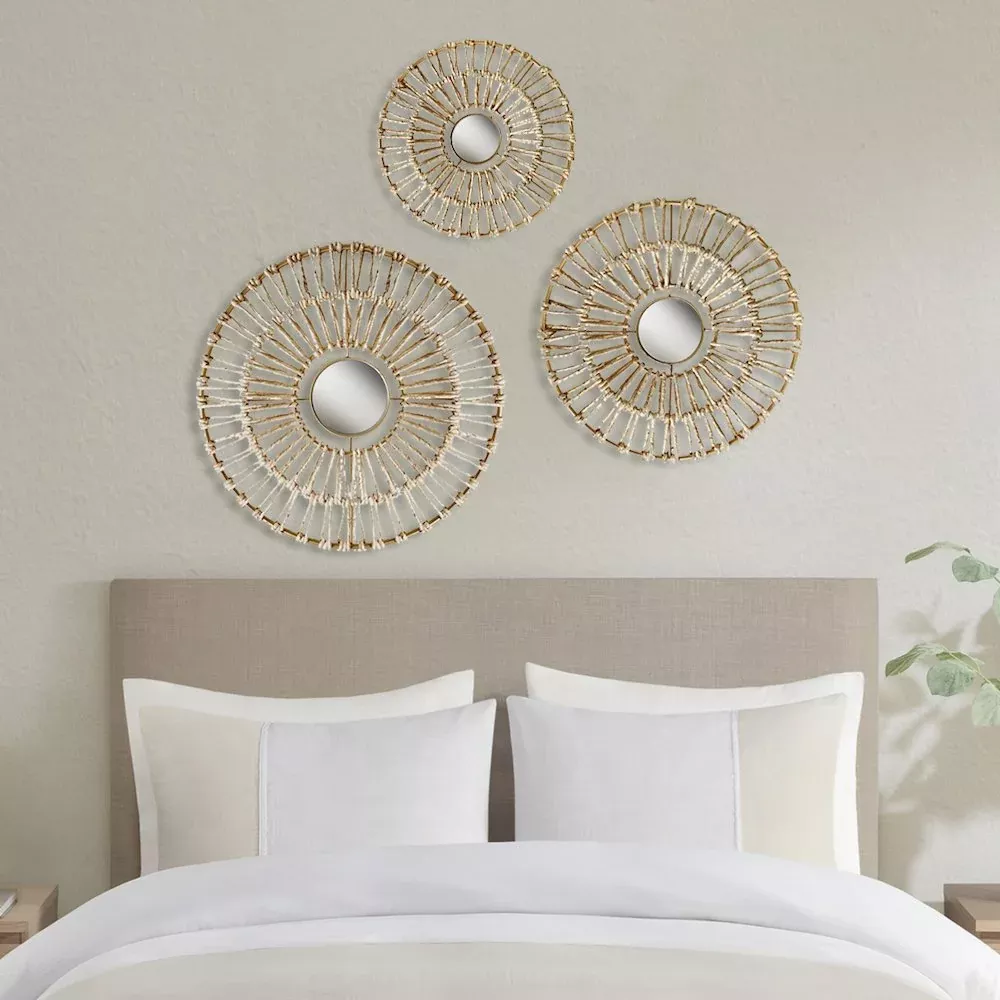 Round Natural Fiber and Mirror 3-piece Wall Decor Set - Madison Park