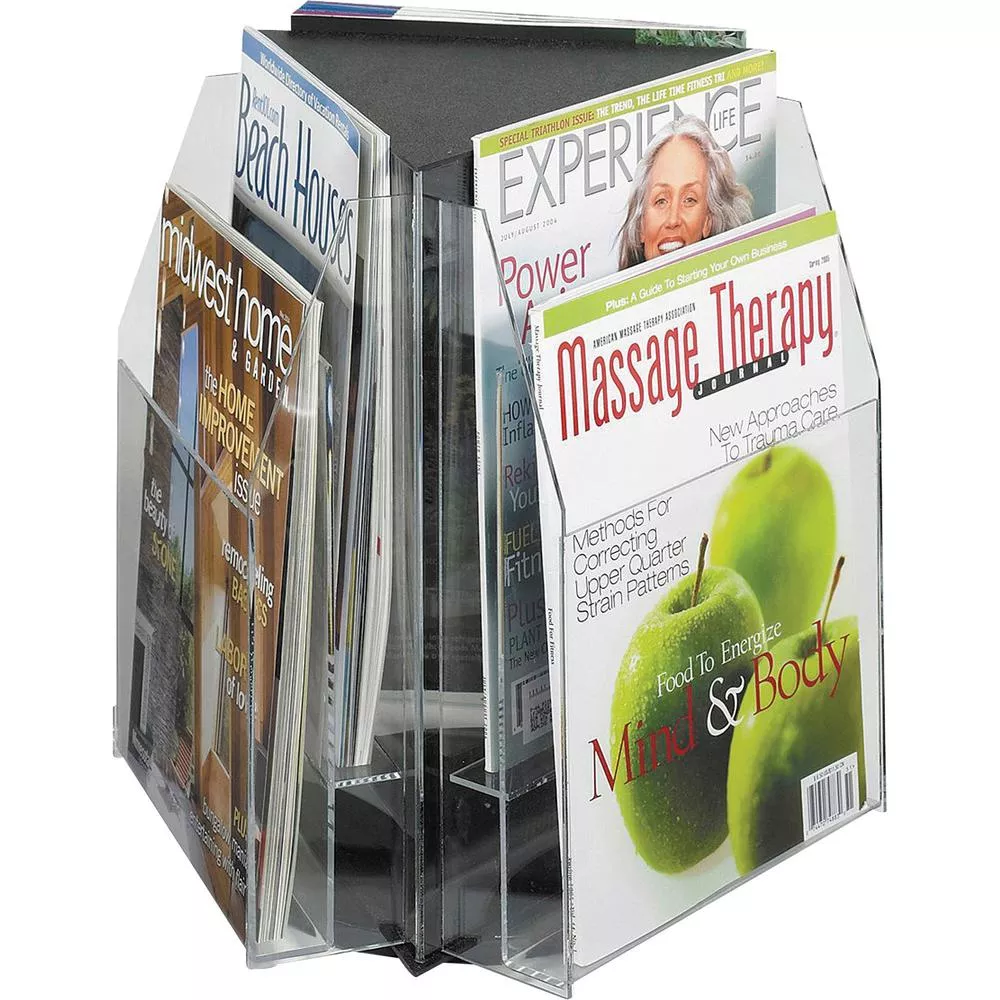 Safco Reveal 2-tier Tabletop Magazine Display - 6 Pocket(s) - 6 Compartment(s) - Compartment Size 7.25'' x 9'' x 1'' - 14'' Height x 15'' Width x 15'' Depth - Desktop - Acrylic - 1 Each