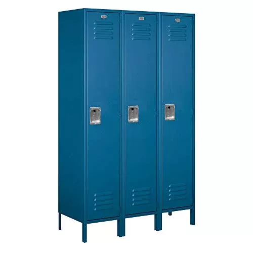 Salsbury Industries 18-51368BL-A 18" Single Tier Standard, 3 Wide x 6 Feet High x 18 Inches Deep, Assembled Metal Locker, Blue
