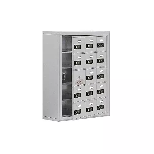 Salsbury Industries 19158-15ASC Cell Phone-Access Panel-5 Unit Surface Mounted-Resettable Combo Locks with 8-Inch Diameter Compartments, Aluminum