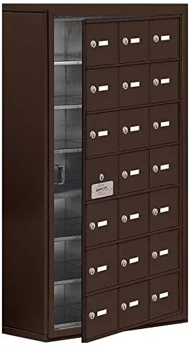Salsbury Industries 19178-21ZSK Cell Phone-Access Panel-7 Unit Surface Mounted-Keyed Locks with 8-Inch Diameter Compartments, Bronze