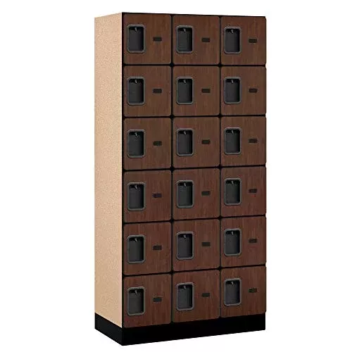 Salsbury Industries 6-Tier Box Style Designer Wood Locker with Three Wide Storage Units, 6-Feet High by 21-Inch Deep, Maple