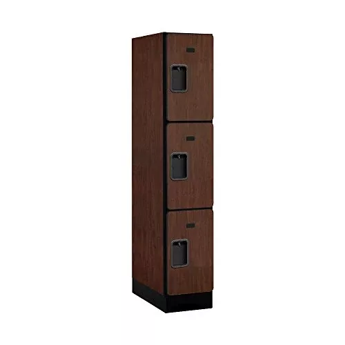 Salsbury Industries Triple Tier Designer Wood Locker, Mahogany, 5' 1" x 21"
