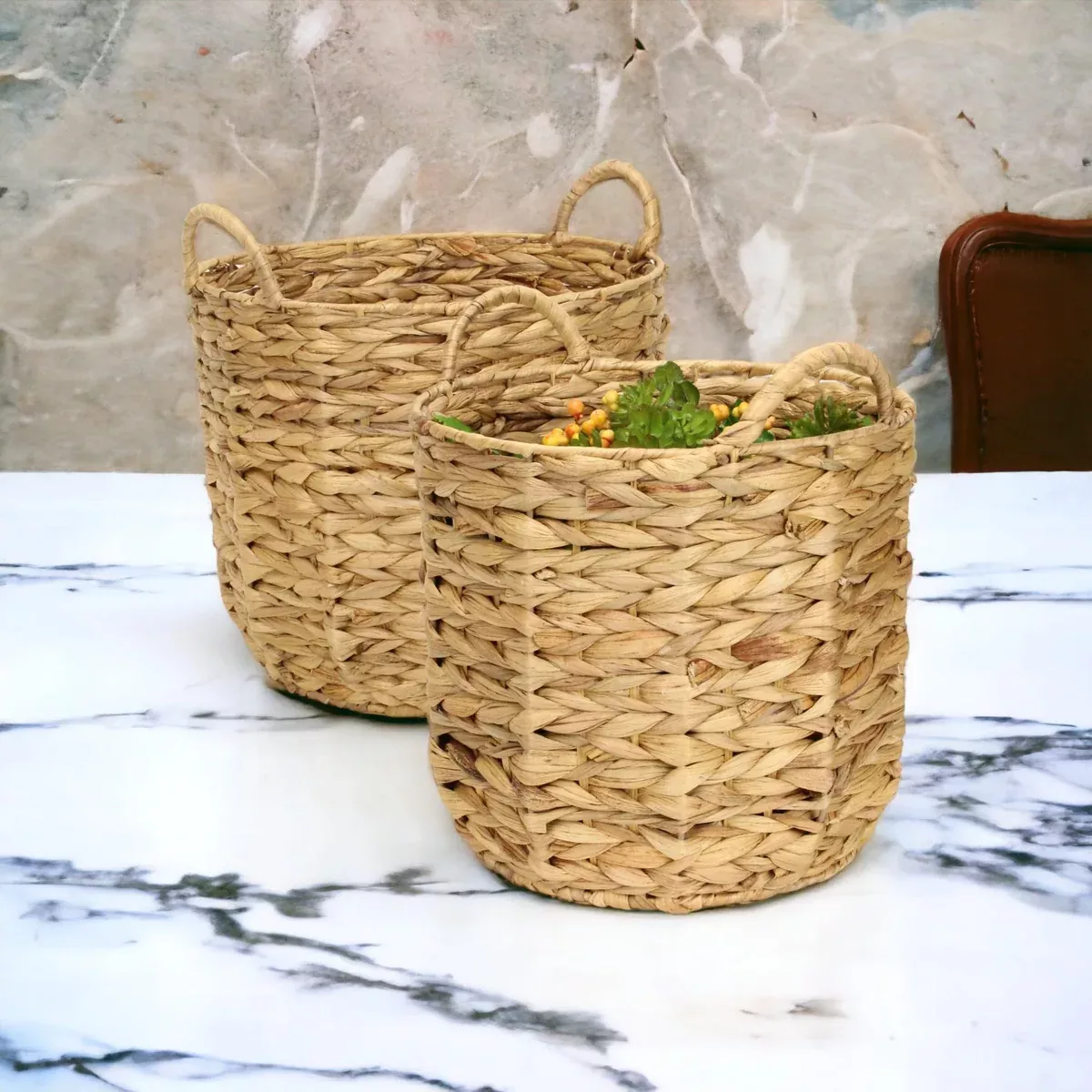 Set of 2 Water Hyacinth Baskets